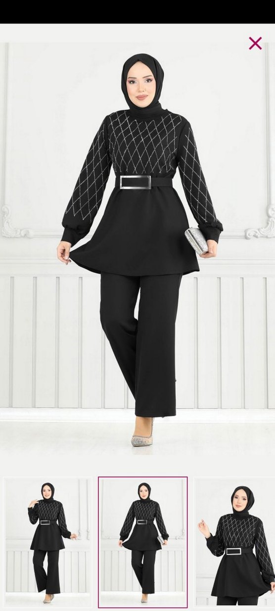 tesettür ikili takım Kemerli Siyah - Görsel 2