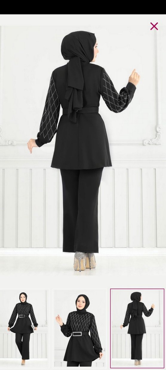 tesettür ikili takım Kemerli Siyah - Görsel 4