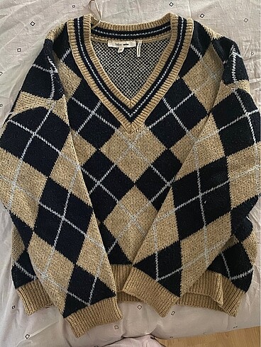 Koton lacivert bej oversize kazak