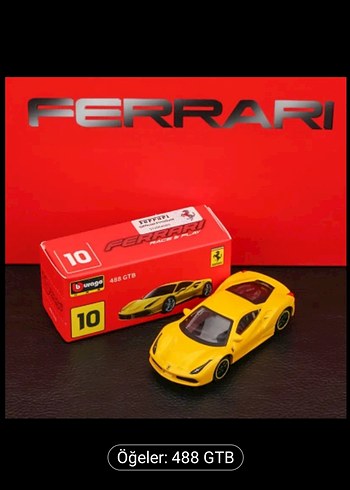 Burago Sarı Ferrari 488 GTB Oyuncak Araba