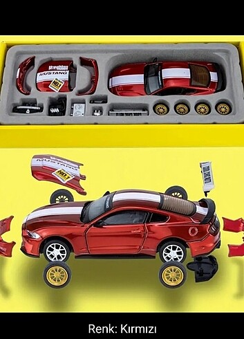 Beden Ford Mustang GT2018 Kirmizı Araba Modeli 1:42 ölçek