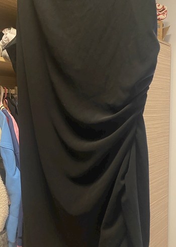 Siyah Drapeli Midi Abiye Elbise - Görsel 2