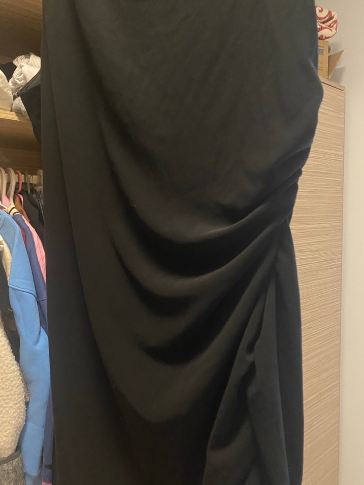 Siyah Drapeli Midi Abiye Elbise - Görsel 2