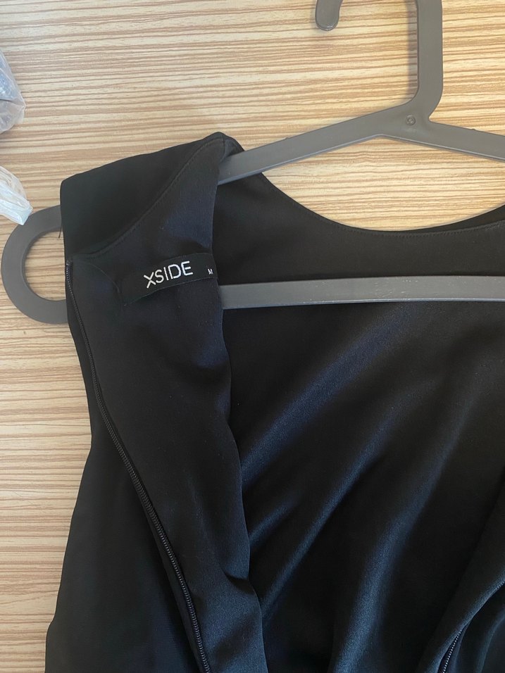 Siyah Drapeli Midi Abiye Elbise - Görsel 5