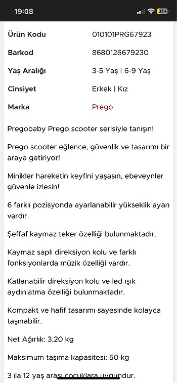  Beden Prego scooter