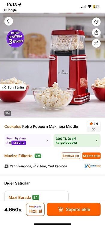 Cook plus mısır patlatma makinesi