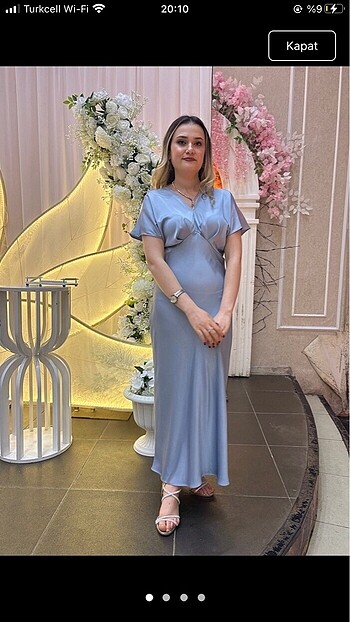 Zara saten mavi elbise