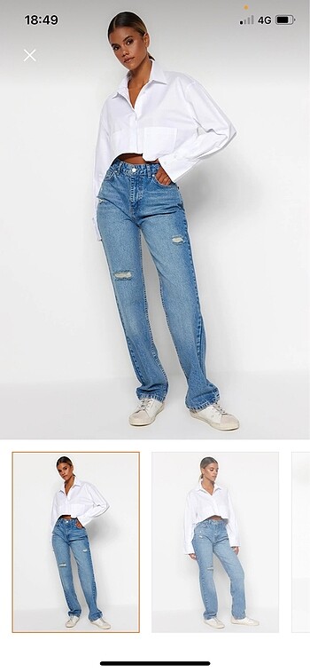 Milla yüksek bel uzun straight jeans