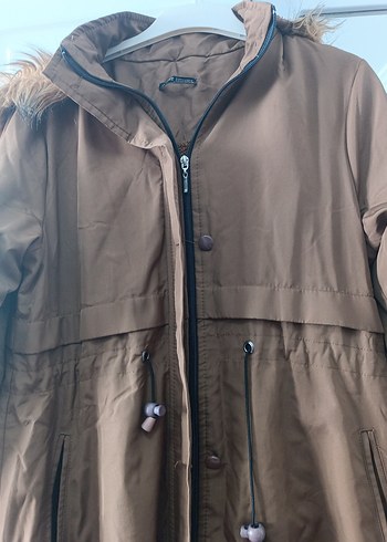 Kahverengi Kadın Uzun Kürk Detaylı Kabanı - Görsel 2