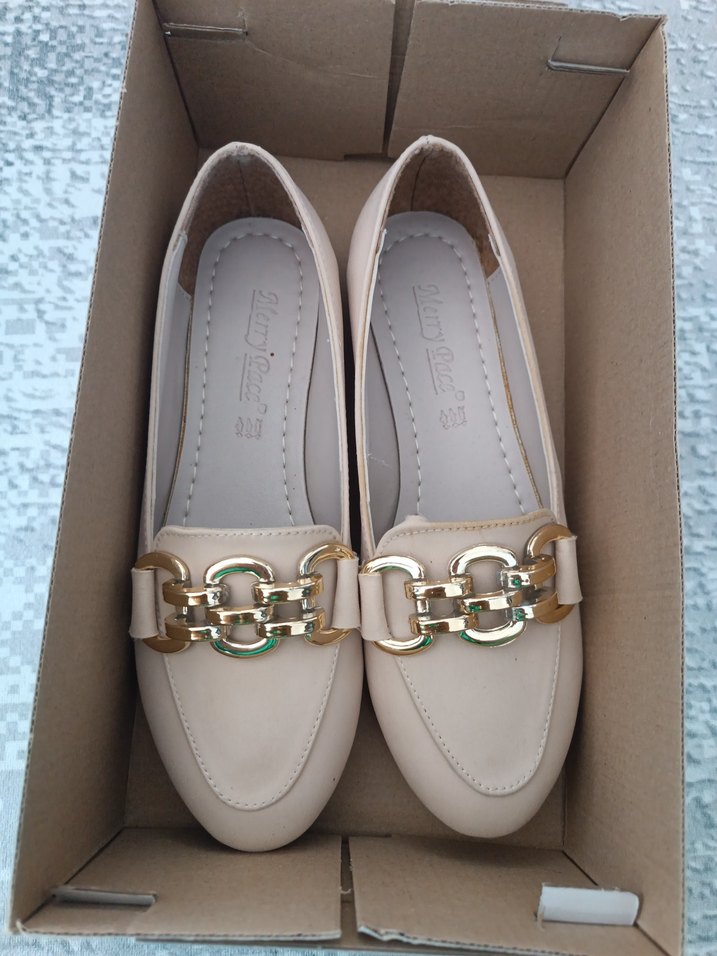 Bej Tokalı Blok Topuklu Kadın Babet - Görsel 5