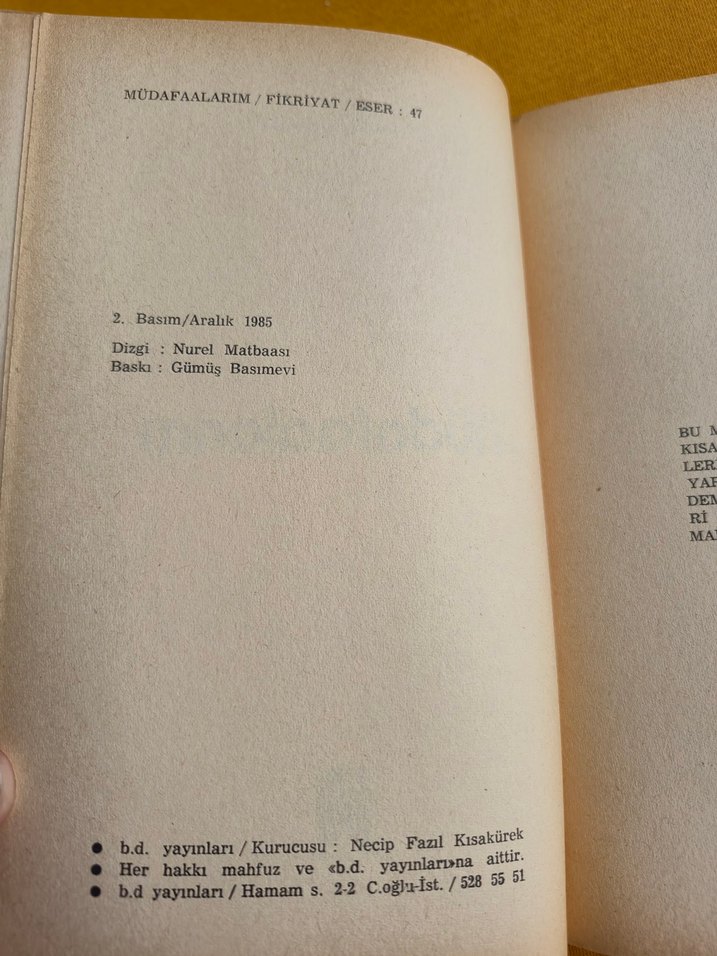 Müdafaalarım - Necip Fazıl Kısakürek - Görsel 3