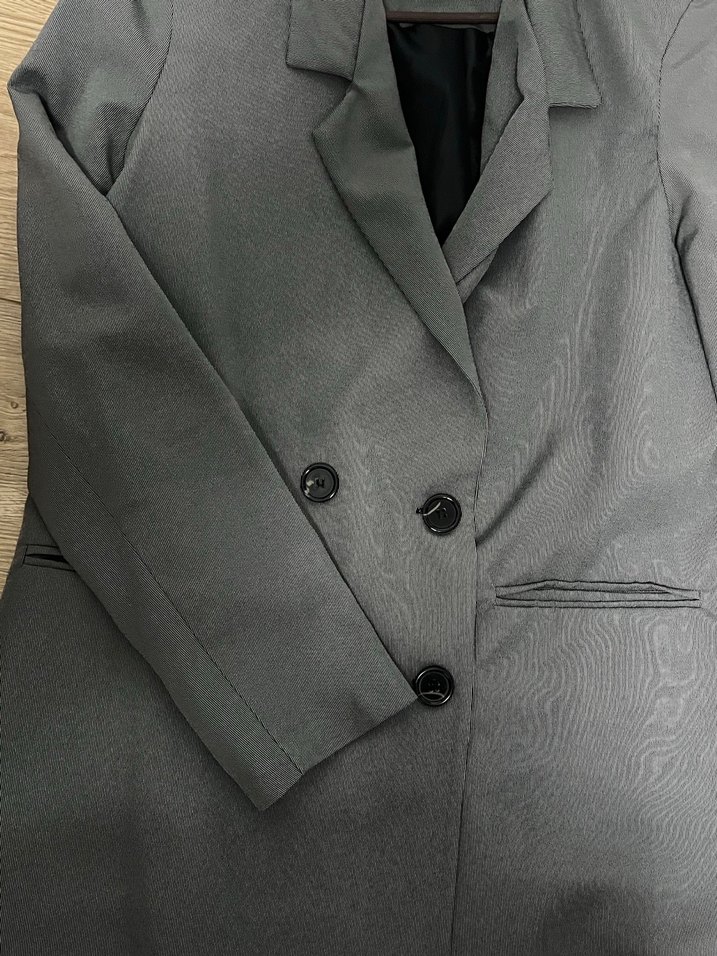 Gri Düğmeli Kadın Blazer Ceket - Görsel 2