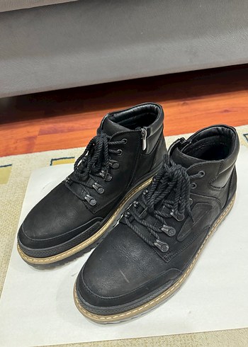 Hakiki Deri Siyah Bağcıklı Erkek Bot - Görsel 2