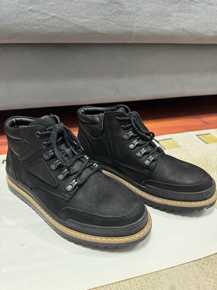 Hakiki Deri Siyah Bağcıklı Erkek Bot - Görsel 4