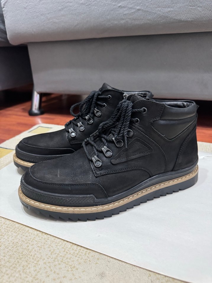 Hakiki Deri Siyah Bağcıklı Erkek Bot - Görsel 3