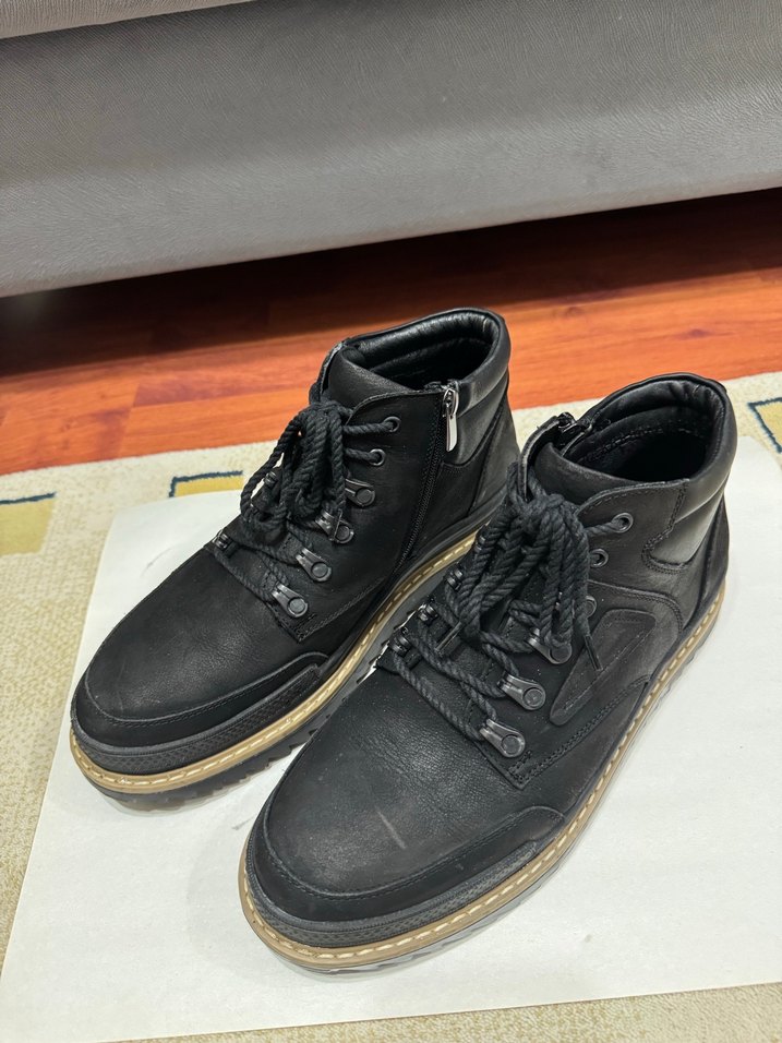 Hakiki Deri Siyah Bağcıklı Erkek Bot - Görsel 2