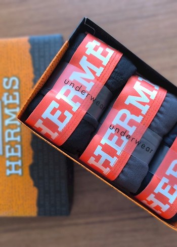 Hermes Erkek Baskılı Gri Kırmızı Boxer