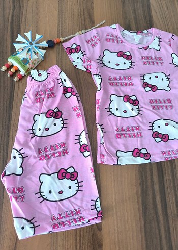 Kısa Kollu Hello Kitty Desenli Bebek Kız Takımı - Görsel 2