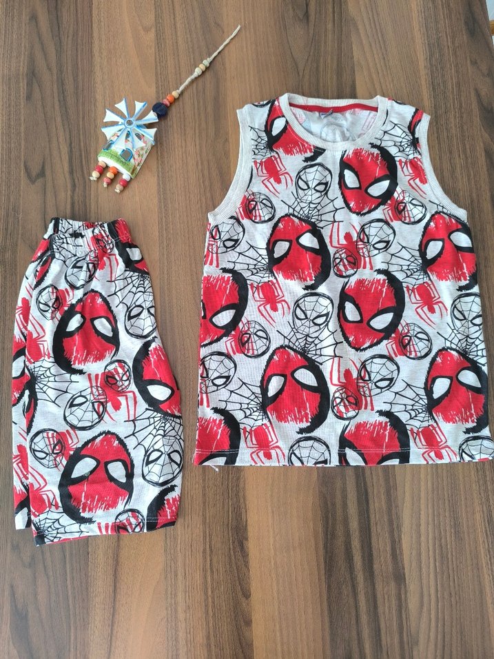 Çocuk Renkli Baskılı Atlet ve Şort Takımı - Görsel 2