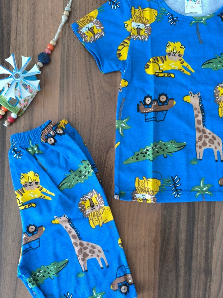 Renkli Baskılı Erkek Bebek Takımı - Görsel 2