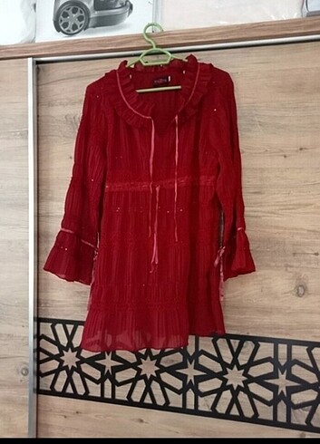Bordo şifon tunik 