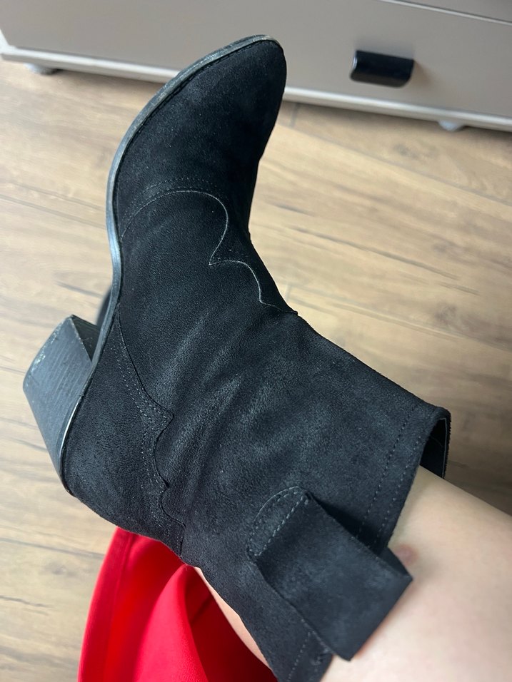 Siyah Süet kovboy Kadın Bot - Görsel 3