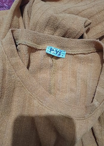 Düğmeli Uzun Kahverengi Triko tunik - Görsel 8