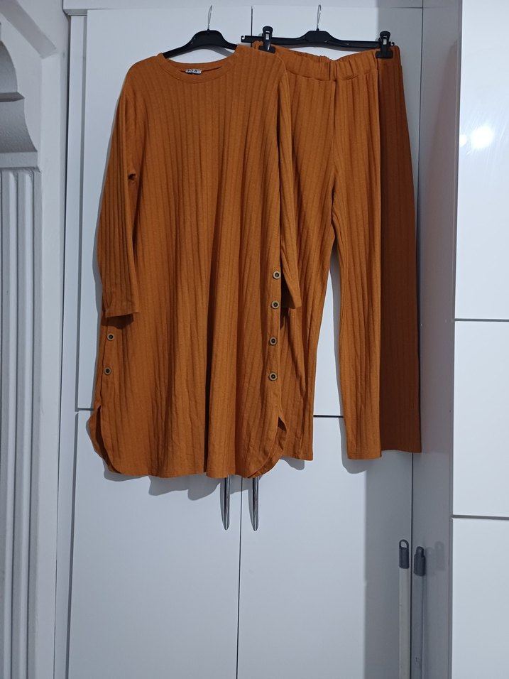 Düğmeli Uzun Kahverengi Triko tunik - Görsel 2