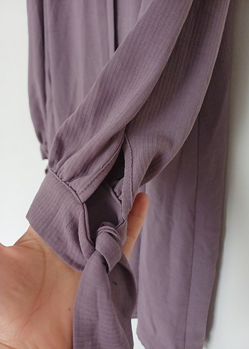Uzun Kollu Mor Salaş Tunik - Görsel 2