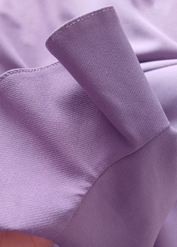 Uzun Kollu Mor Kadın Elbise - Görsel 7