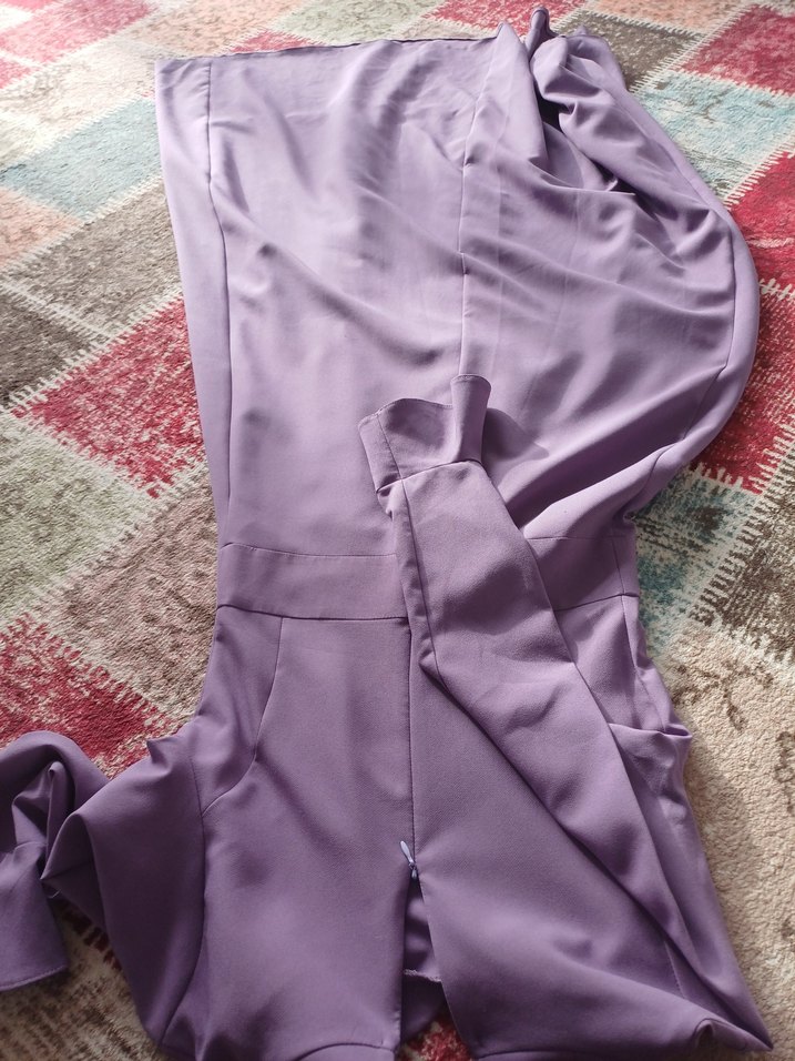 Uzun Kollu Mor Kadın Elbise - Görsel 4