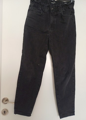 Gri Kadın Bol Kesim Kemerli Jean - Görsel 5