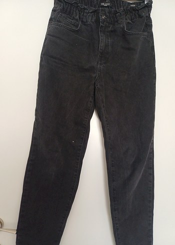 Gri Kadın Bol Kesim Kemerli Jean - Görsel 6