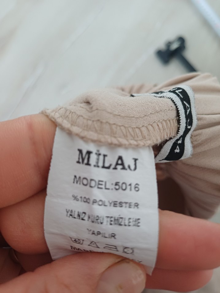 Bej Kemerli Kadın Kumaş Pantolon - Görsel 5