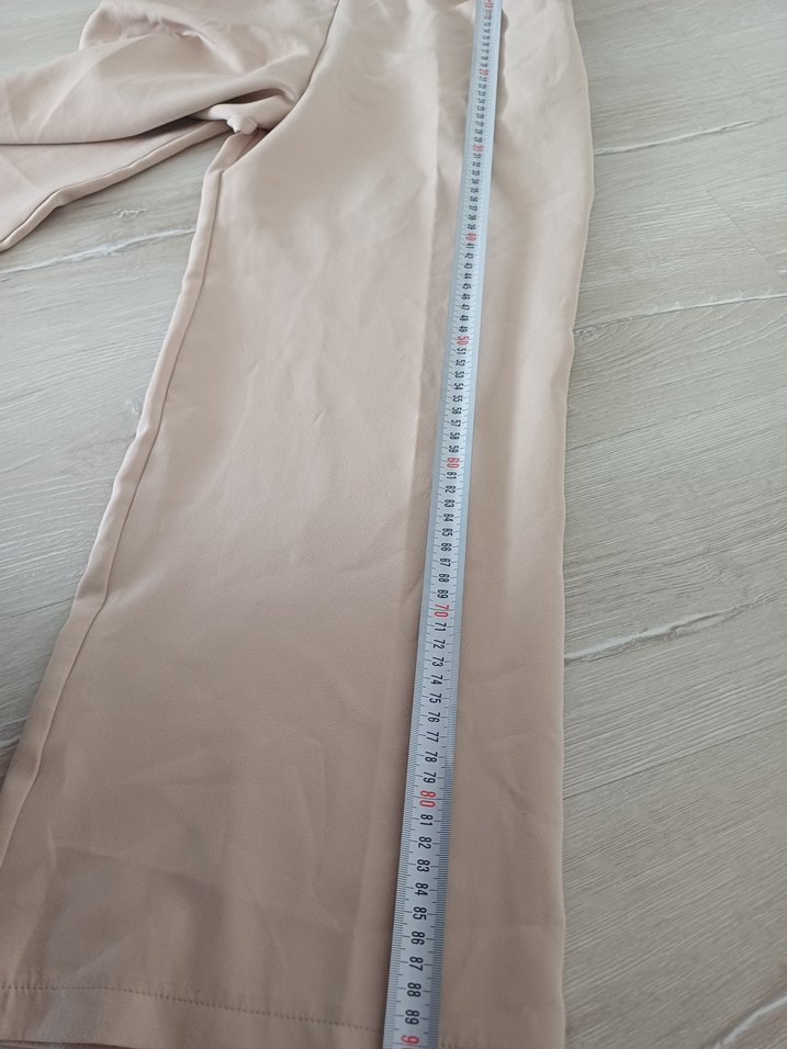 Bej Kemerli Kadın Kumaş Pantolon - Görsel 3