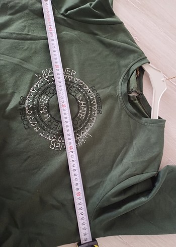 Nakışlı, Uzun Kollu, Salaş Yeşil Elbise - Görsel 4