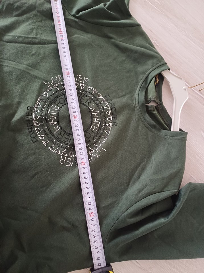 Nakışlı, Uzun Kollu, Salaş Yeşil Elbise - Görsel 4