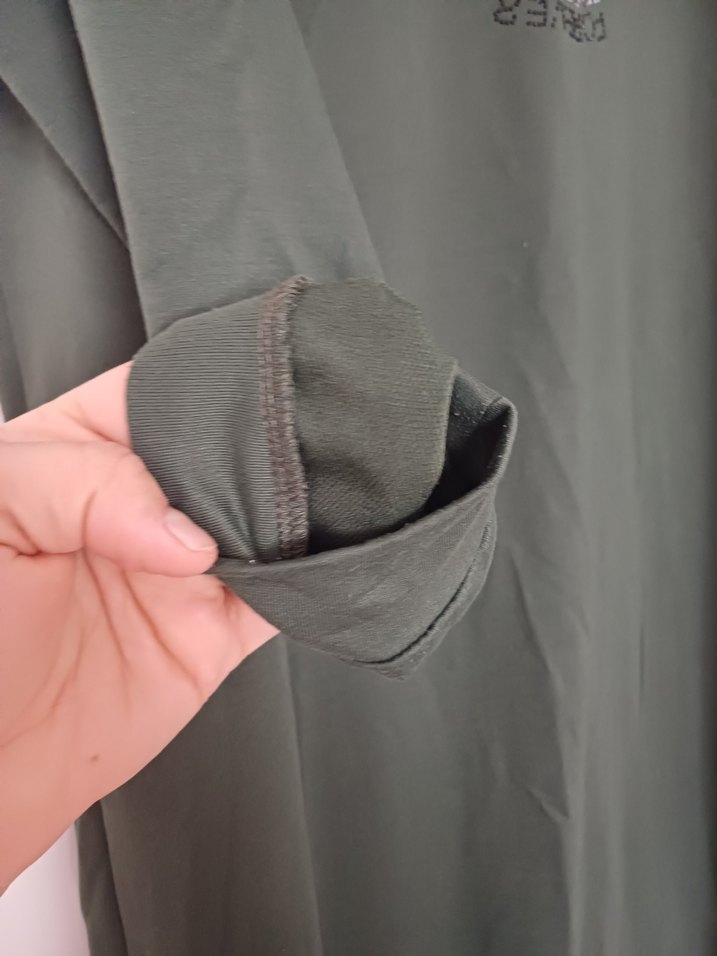 Nakışlı, Uzun Kollu, Salaş Yeşil Elbise - Görsel 3