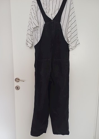 Siyah Kadın Denim Uzun Tulum - Görsel 2