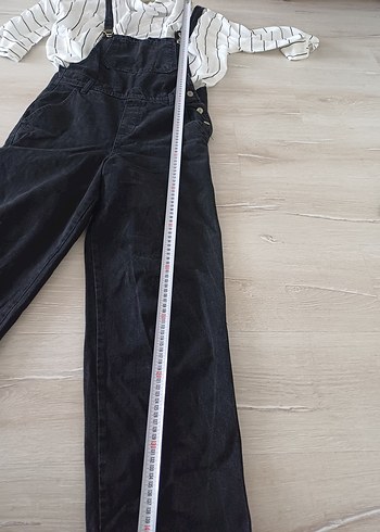 Siyah Kadın Denim Uzun Tulum - Görsel 3