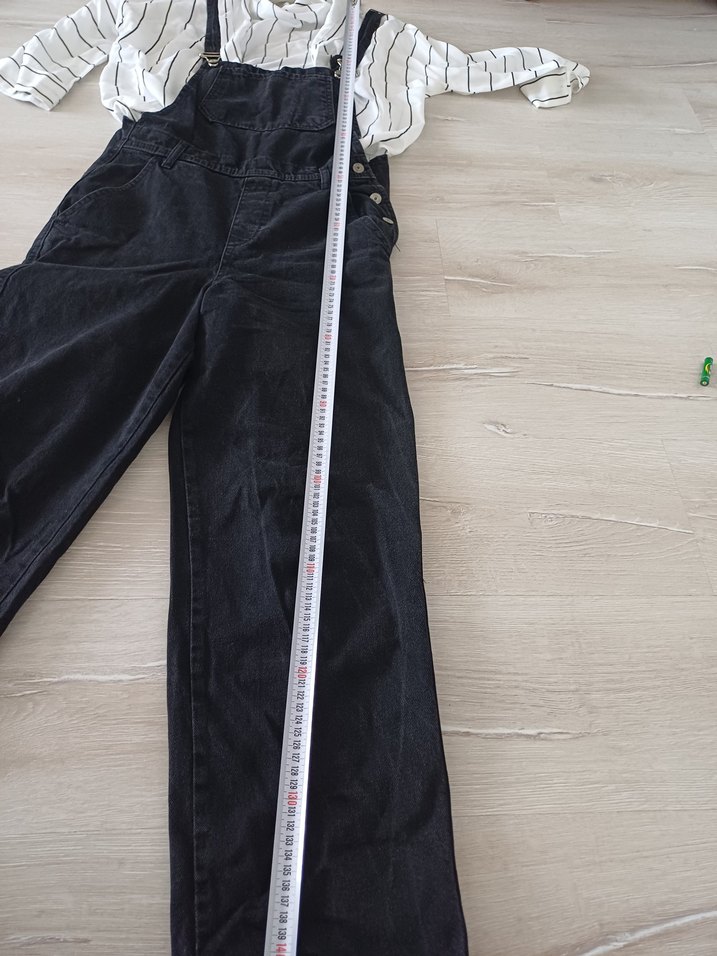 Siyah Kadın Denim Uzun Tulum - Görsel 3