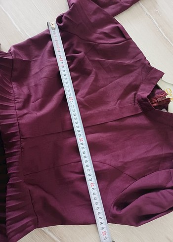 Bordo Uzun Piliseli Kadın Elbise - Görsel 5