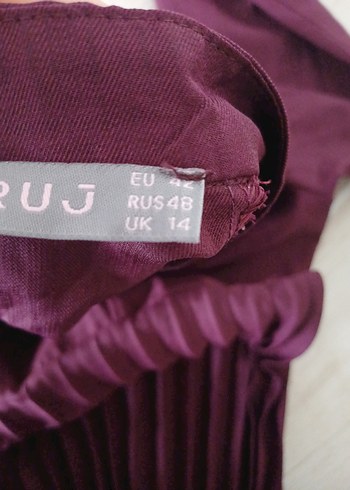 Bordo Uzun Piliseli Kadın Elbise - Görsel 4