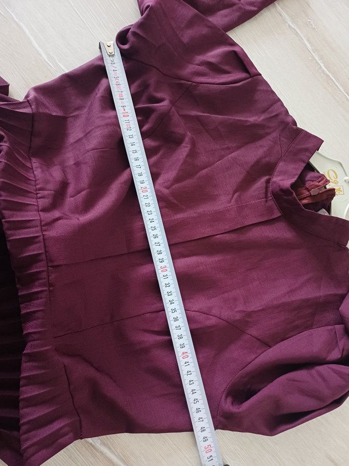 Bordo Uzun Piliseli Kadın Elbise - Görsel 5