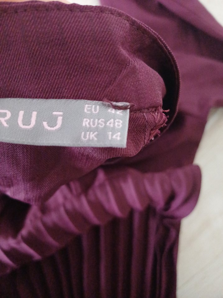 Bordo Uzun Piliseli Kadın Elbise - Görsel 4