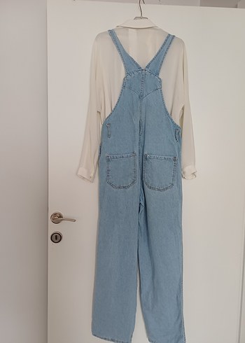 Kadın Buz Mavi Midi Kot Salopet - Görsel 5