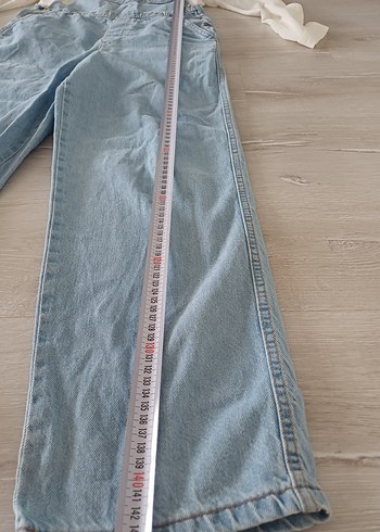 Kadın Buz Mavi Midi Kot Salopet - Görsel 4