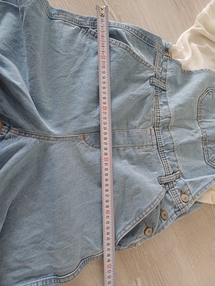 Kadın Buz Mavi Midi Kot Salopet - Görsel 3