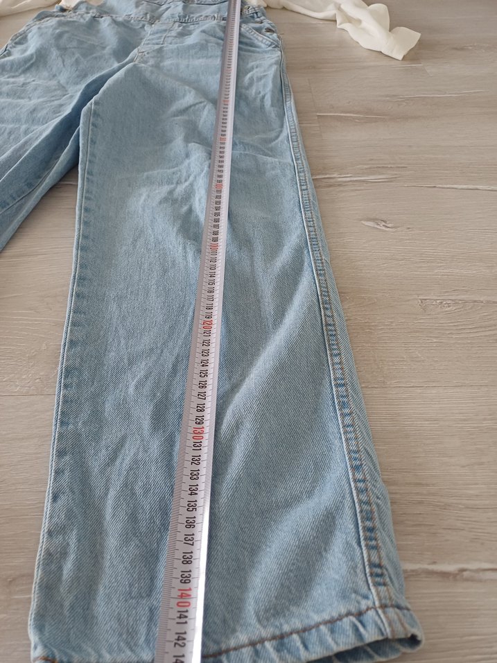 Kadın Buz Mavi Midi Kot Salopet - Görsel 4