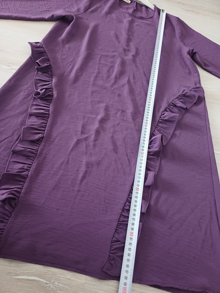 Kadın Mor Uzun Kollu Fırfırlı Tunik - Görsel 2